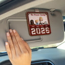 Family,Pet Lovers,Pet Mom,Pet Dad,Pet Couple,Dog Lovers,Dog Couple,Dog Mom,Dog Dad,Cat Lovers,Cat Mom,Cat Dad,Cat Couple,Happy,Single Mom,Single Dad,LGBT,Gift For Grandpa,Gift For Grandma,Gift For Grandkids - 3D Effect Family Sitting Together - Personalized Custom Shaped Car Visor Clip