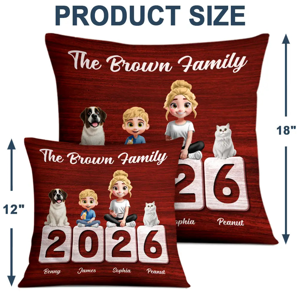 Family,Pet Lovers,Pet Mom,Pet Dad,Pet Couple,Dog Lovers,Dog Couple,Dog Mom,Dog Dad,Cat Lovers,Cat Mom,Cat Dad,Cat Couple,Happy,Single Mom,Single Dad,LGBT,Gift For Grandpa,Gift For Grandma,Gift For Grandkids - 3D Effect Family Sitting Together - Personalized Pillow
