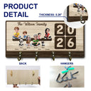 Family,Pet Lovers,Pet Mom,Pet Dad,Pet Couple,Dog Lovers,Dog Couple,Dog Mom,Dog Dad,Cat Lovers,Cat Mom,Cat Dad,Cat Couple,Happy,Single Mom,Single Dad,LGBT,Gift For Grandpa,Gift For Grandma,Gift For Grandkids - 3D Effect Family Sitting Together - Personalized Wood Key Holder