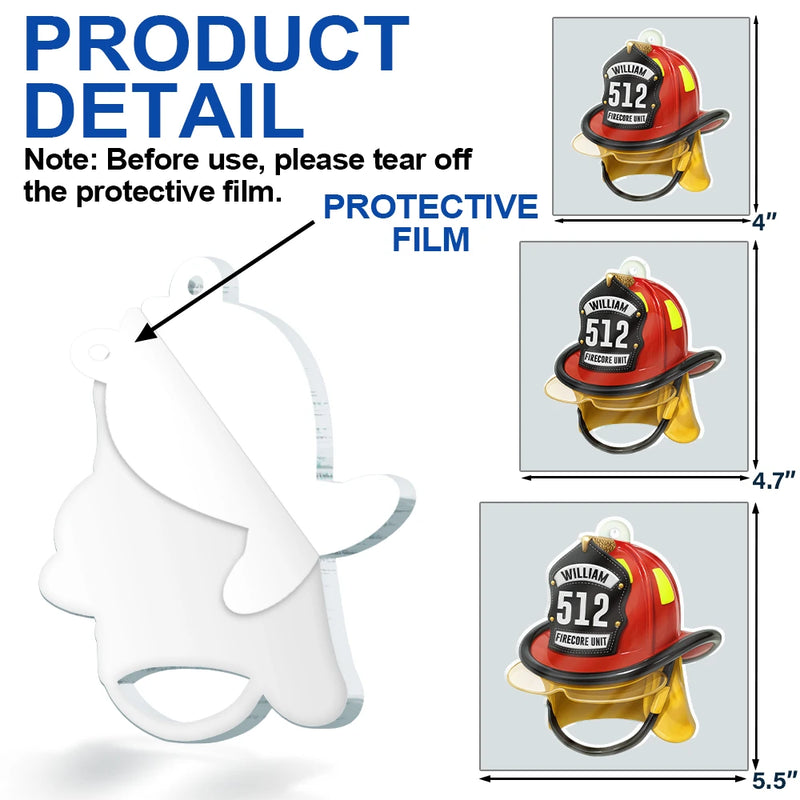 Gift For Women,Gift For Men,Gift For Yourself,Gifts For Colleagues,Christmas,Happy - 3D Effect Firefighter Helmet - Personalized Custom Shaped Acrylic Ornament