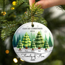 Family, Parents, Gift For Kids, Christmas, Happy - 3D Effect First Christmas As A Family Of Three - Personalized Circle Ceramic Ornament