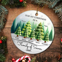 Family, Parents, Gift For Kids, Christmas, Happy - 3D Effect First Christmas As A Family Of Three - Personalized Circle Ceramic Ornament
