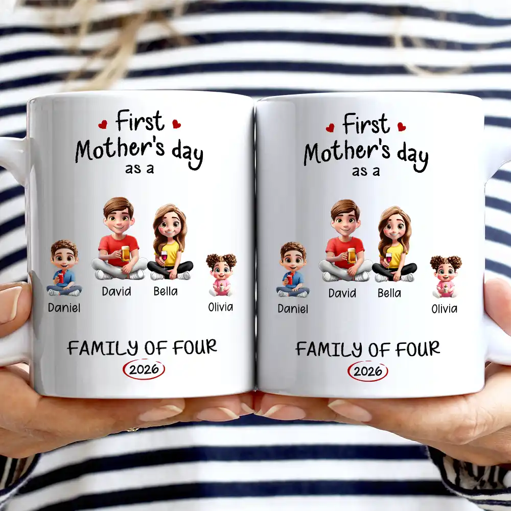Gift For Mother,Gift For Father,Gift For Kids,Gift For Men,Gift For Women,Happy,Family - 3D Effect First Time Ever As A Family Of Three - Personalized Mug