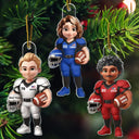Gift For Yourself,Gift For Women,Gift For Men,Happy,Christmas -  3D Effect Football Player - Personalized Custom Shaped Acrylic Ornament