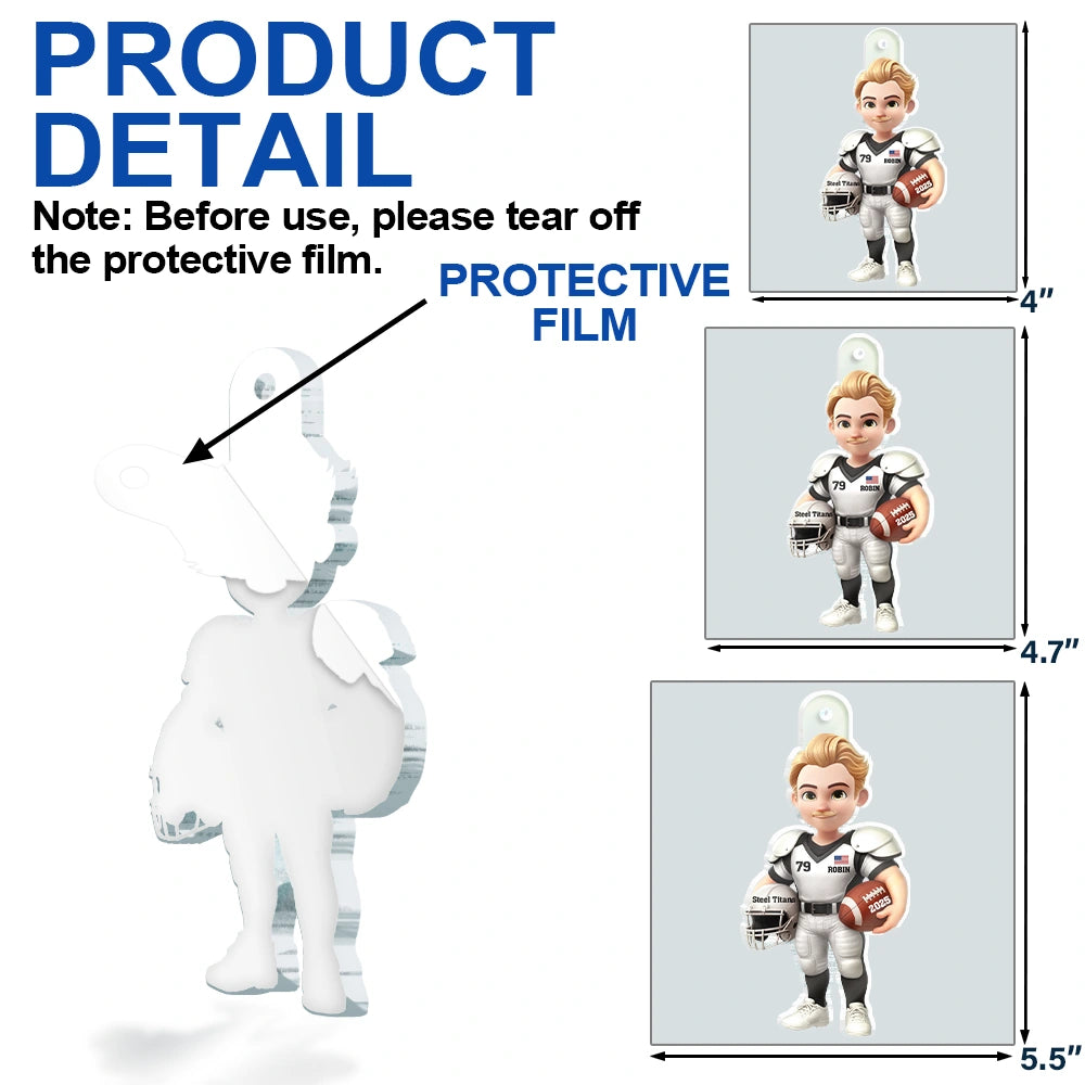 Gift For Yourself,Gift For Women,Gift For Men,Happy,Christmas -  3D Effect Football Player - Personalized Custom Shaped Acrylic Ornament