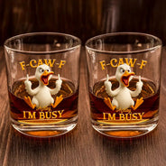Gift For Yourself,Funny,Gifts For Colleagues - 3D Effect Funny Chicken F-CAW-F I'm Busy - Personalized Whiskey Glass