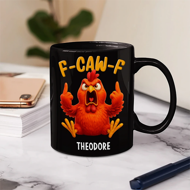 Gift For Yourself,Gifts For Colleagues,Gift For Women,Gift For Men,Funny,Top Market - 3D Effect Funny Chicken F-CAW-F My Work Vocabulary - Personalized Mug