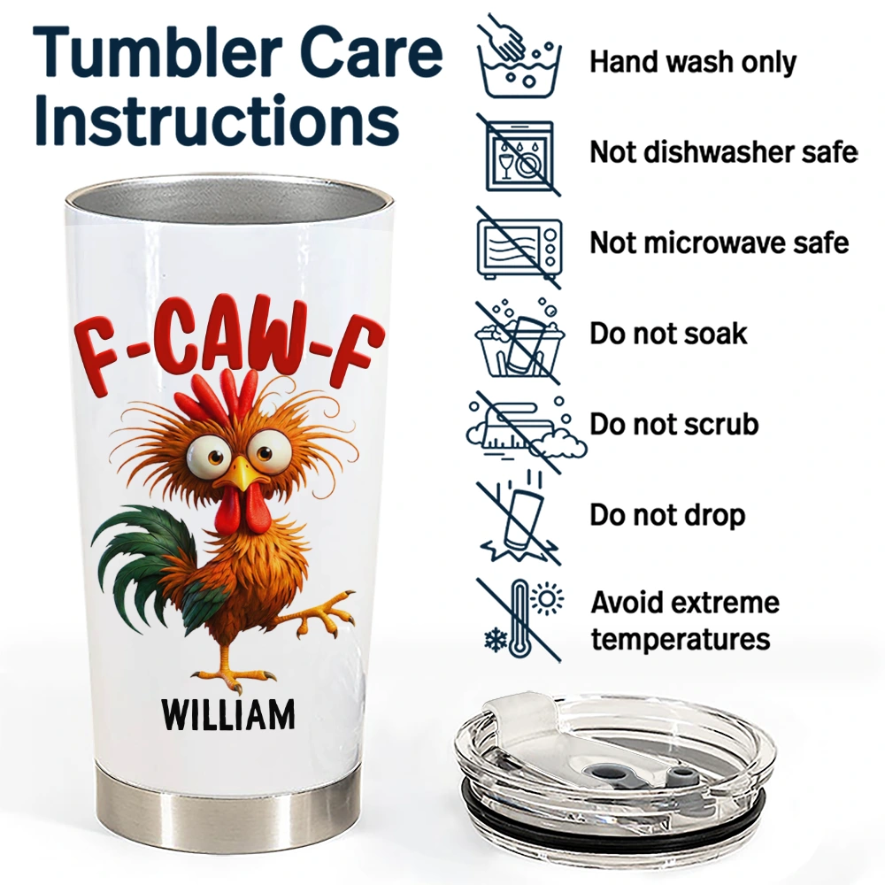 Gift For Yourself,Gifts For Colleagues,Gift For Women,Gift For Men,Funny,Top Market - 3D Effect Funny Chicken F-CAW-F My Work Vocabulary - Personalized Tumbler