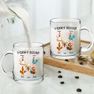 Funny, Gift For Yourself, Gift For Women, Gift For Men, Farm, Gifts For Colleagues, Gift For Bestie - 3D Effect Funny Chickens F-CAW-F Squad - Personalized Glass Mug