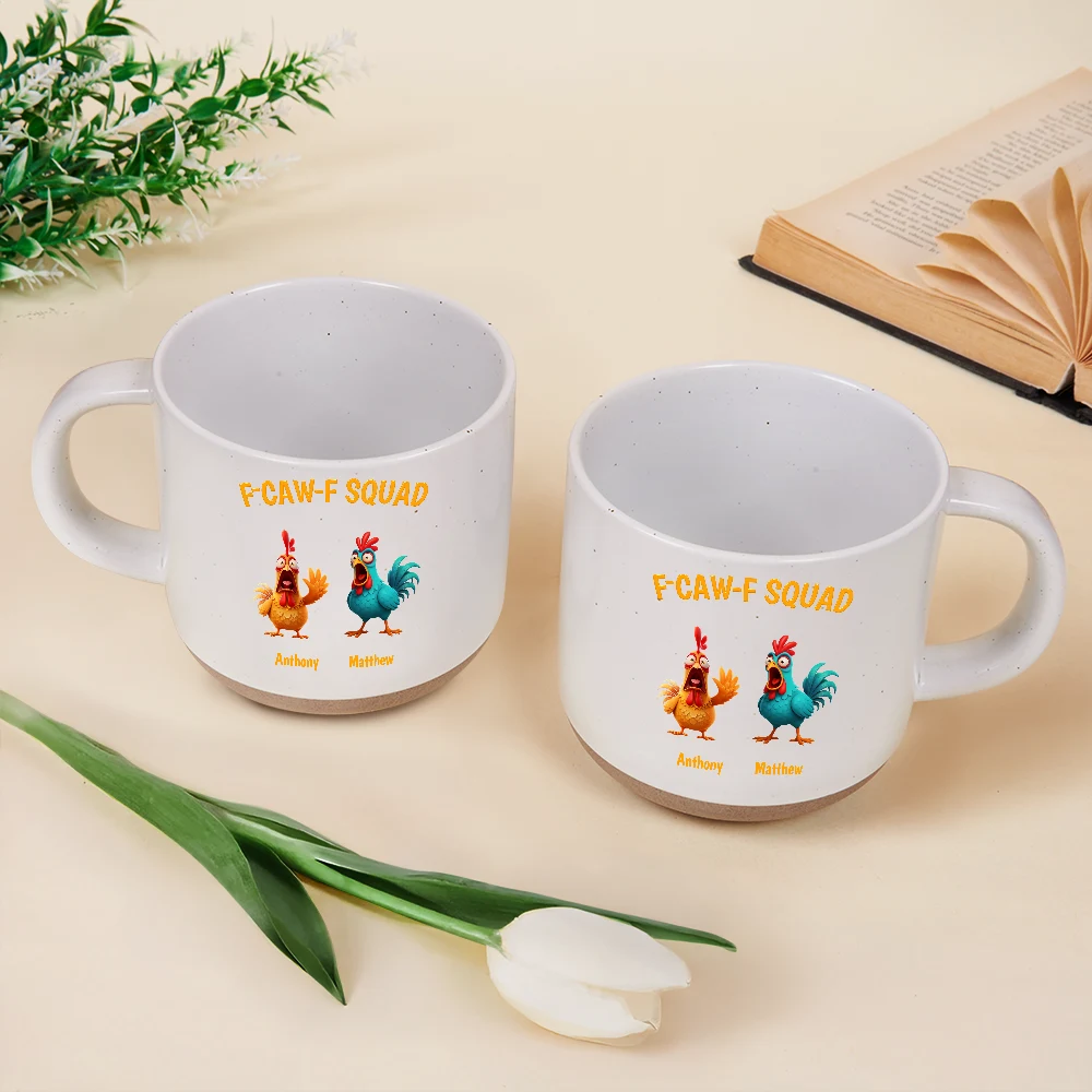 Funny, Gift For Yourself, Gift For Women, Gift For Men, Farm, Gifts For Colleagues, Gift For Bestie - 3D Effect Funny Chickens F-CAW-F Squad - Personalized Pottery Mug