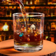 Funny,Gift For Yourself,Gift For Women,Gift For Men,Farm,Gifts For Colleagues,Gift For Bestie - 3D Effect Funny Chickens F-CAW-F Squad - Personalized Whiskey Glass