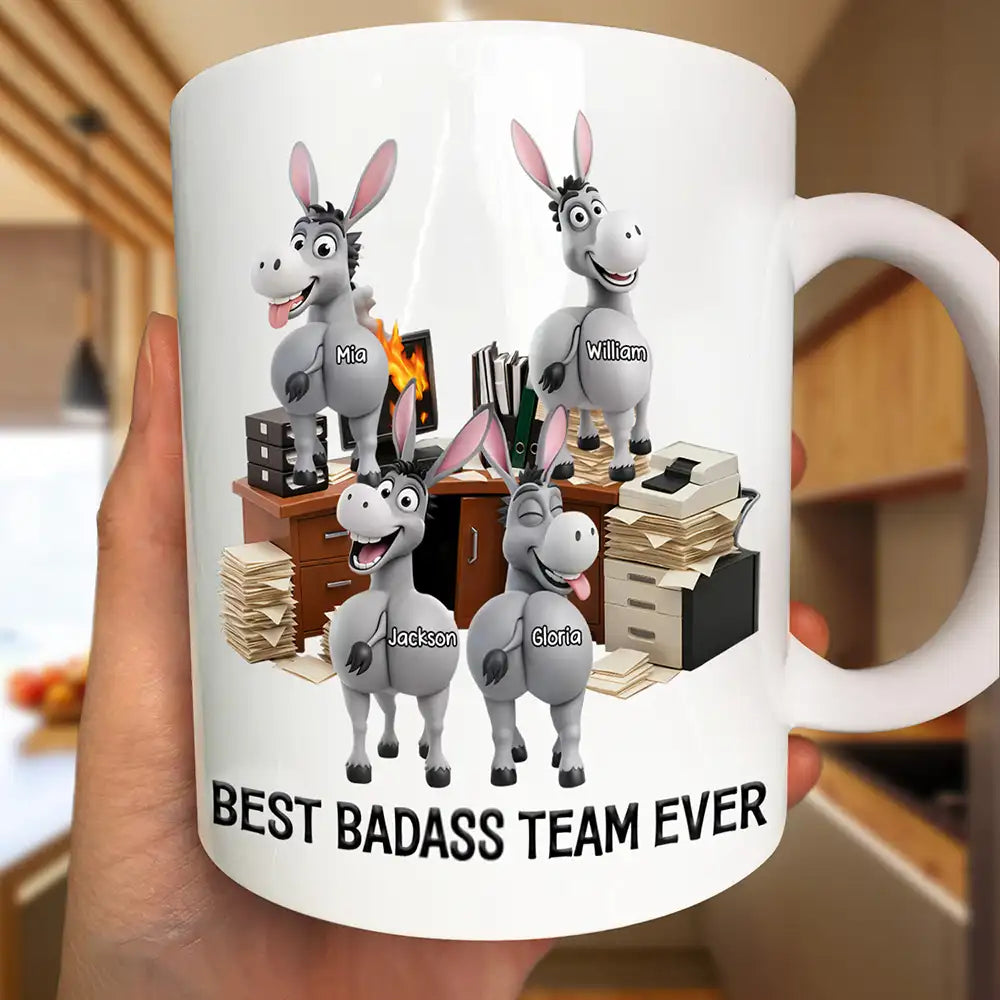 3D Effect Funny Donkey Coworkers Best Team Ever - Personalized Mug