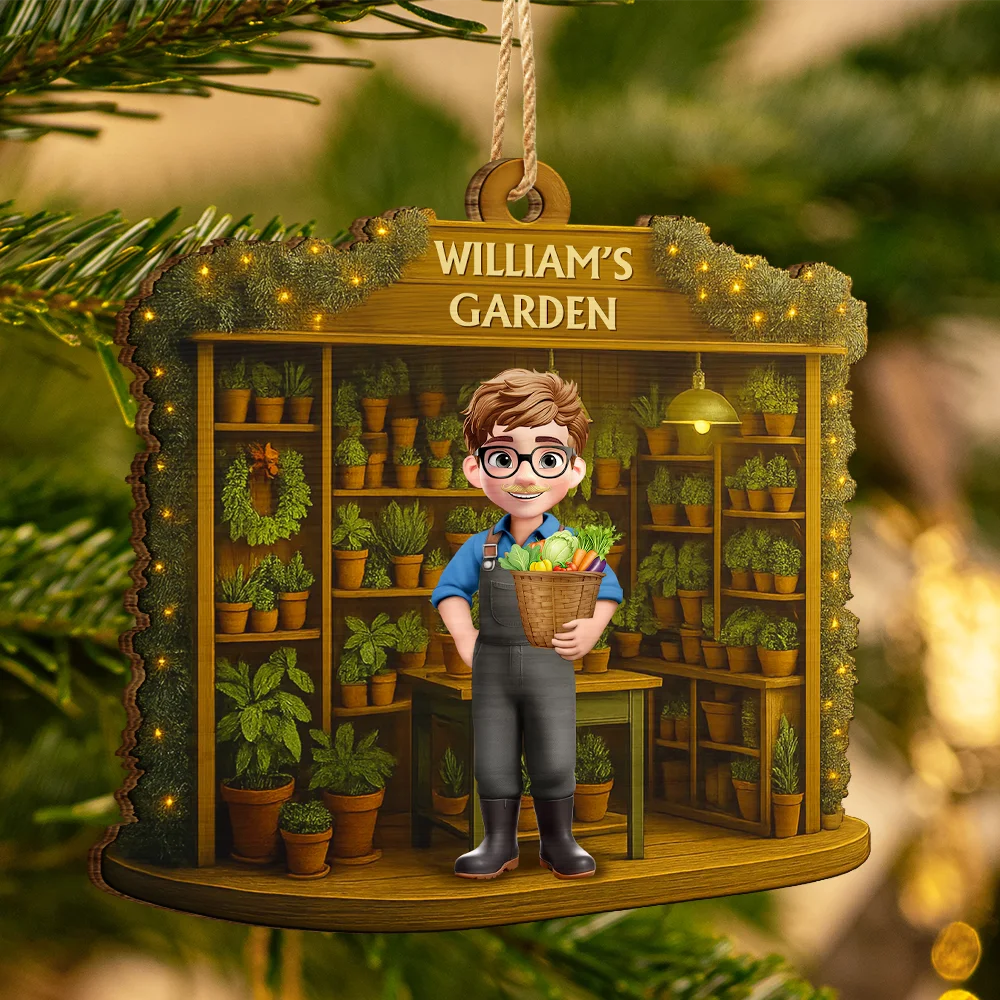 Gift For Yourself, Gift For Women, Gift For Men, Happy, Christmas - 3D Effect Gardening Woman Man - Personalized Custom Shaped Wooden Ornament