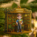Gift For Yourself, Gift For Women, Gift For Men, Happy, Christmas - 3D Effect Gardening Woman Man - Personalized Custom Shaped Wooden Ornament