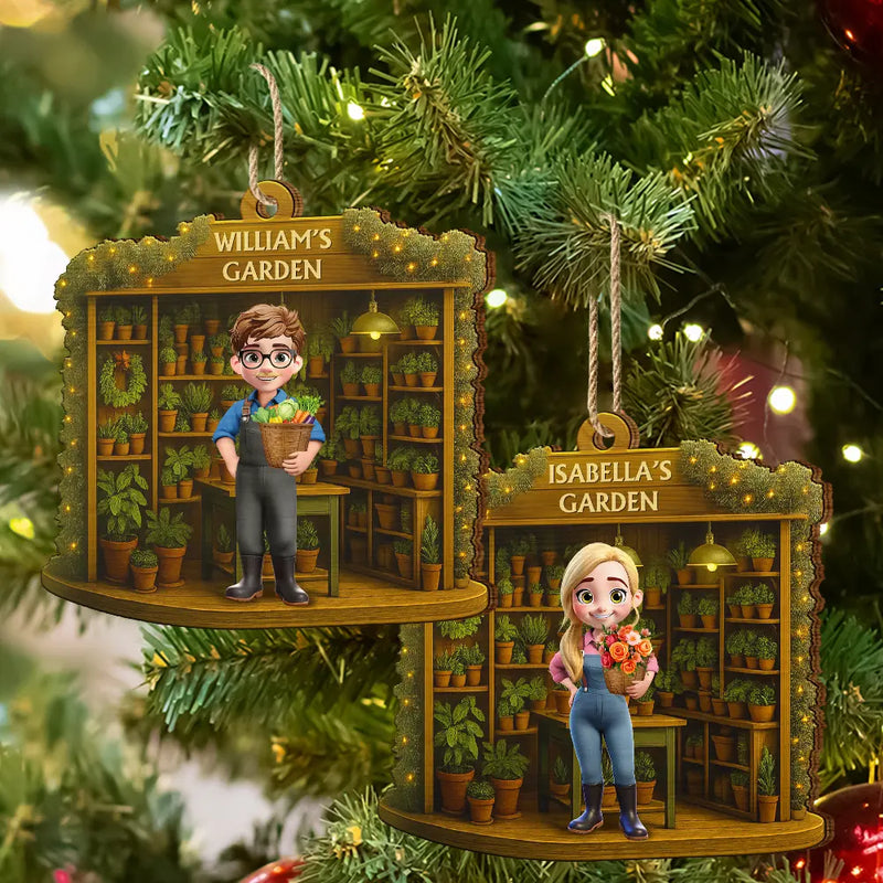 Gift For Yourself, Gift For Women, Gift For Men, Happy, Christmas - 3D Effect Gardening Woman Man - Personalized Custom Shaped Wooden Ornament