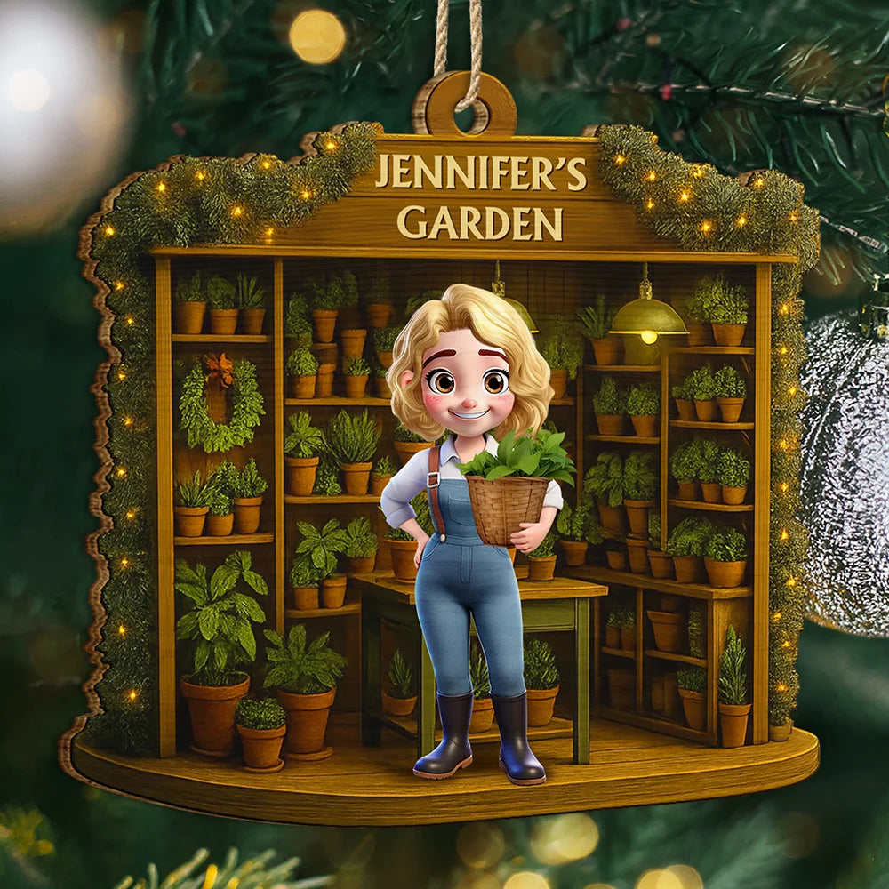 3D Effect Gardening Woman Man - Personalized Custom Shaped Wooden Ornament