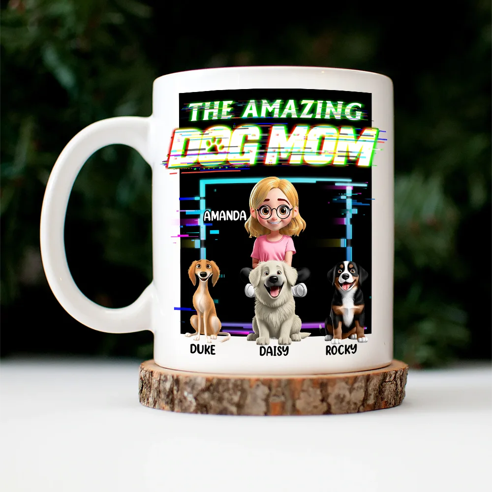 Dog Dad,Dog Mom,Dog Lovers - 3D Effect Glitch Signal The Amazing Dog Dad - Personalized Mug