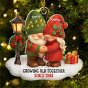Gift For Couples, Old Couples, Gift For Husband, Gift For Wife, Christmas, Love, Top Market - 3D Effect Gnome Couple Growing Old Together Christmas - Personalized Custom Shaped Acrylic Ornament