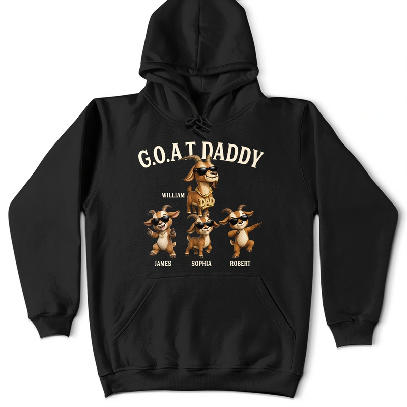 Gift For Father,Gift For Grandpa,Top Market,Non-Eng,Icon,Humorous - 3D Effect Goat Dad And Kids - Personalized T Shirt