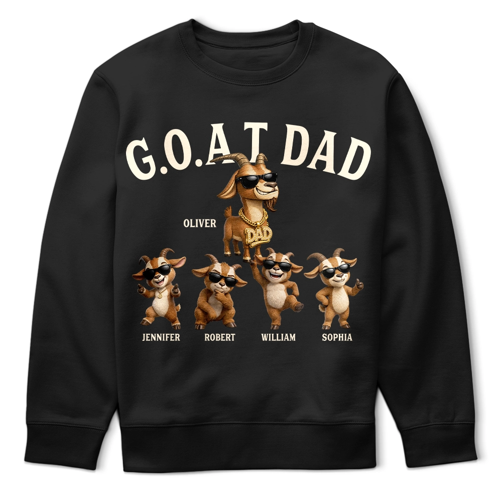 Gift For Father,Gift For Grandpa,Top Market,Non-Eng,Icon,Humorous - 3D Effect Goat Dad And Kids - Personalized T Shirt