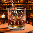 Gift For Father,Humorous,Icon - 3D Effect Goat Dad And Kids - Personalized Whiskey Glass