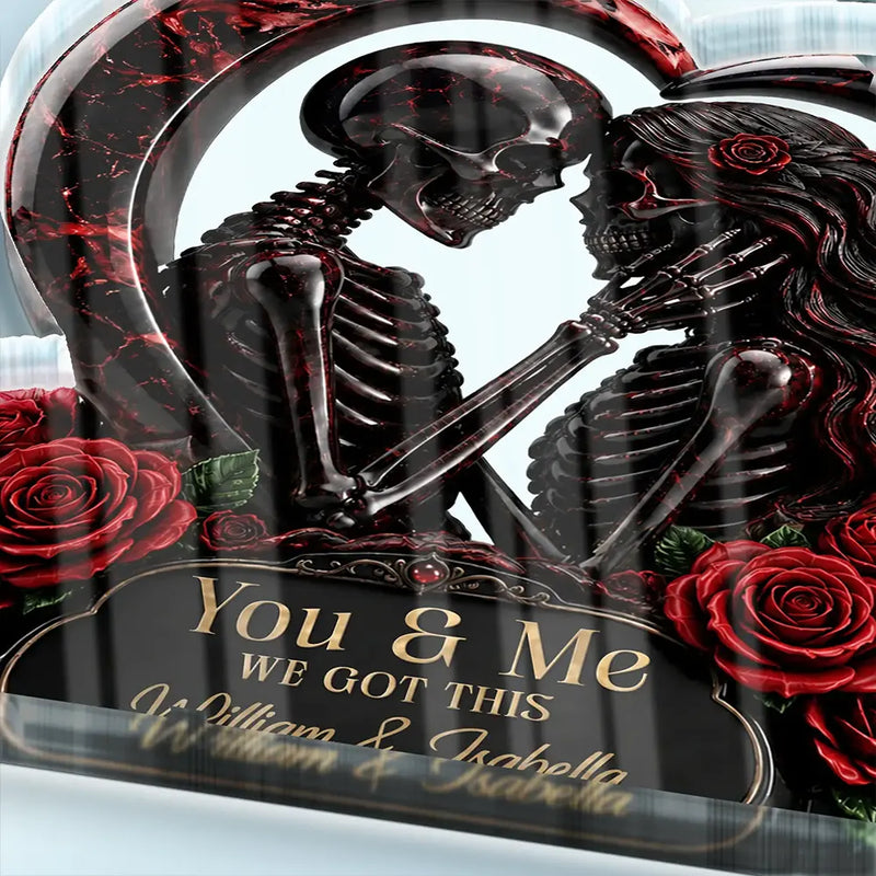 Top Market,Halloween,Romantic,Gift For Couples,Custom Text - 3D Effect Gothic Skeleton From Our First Kiss Till Our Last Breath - Personalized Custom Shaped Acrylic Plaque