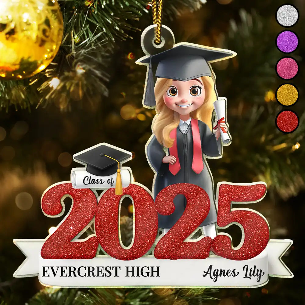 3D Effect Graduation Woman Man - Personalized Custom Shaped Acrylic Ornament