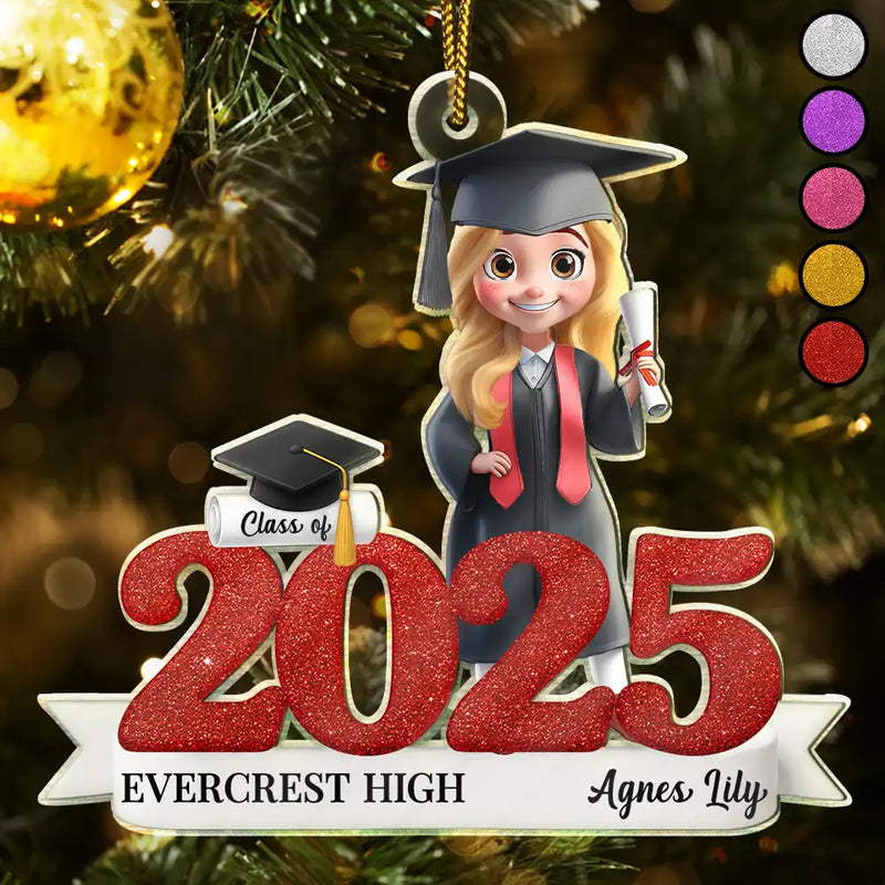 Graduation,Happy,Gift For Yourself,Christmas,Top Market,Non-Eng - 3D Effect Graduation Woman Man - Personalized Custom Shaped Acrylic Ornament