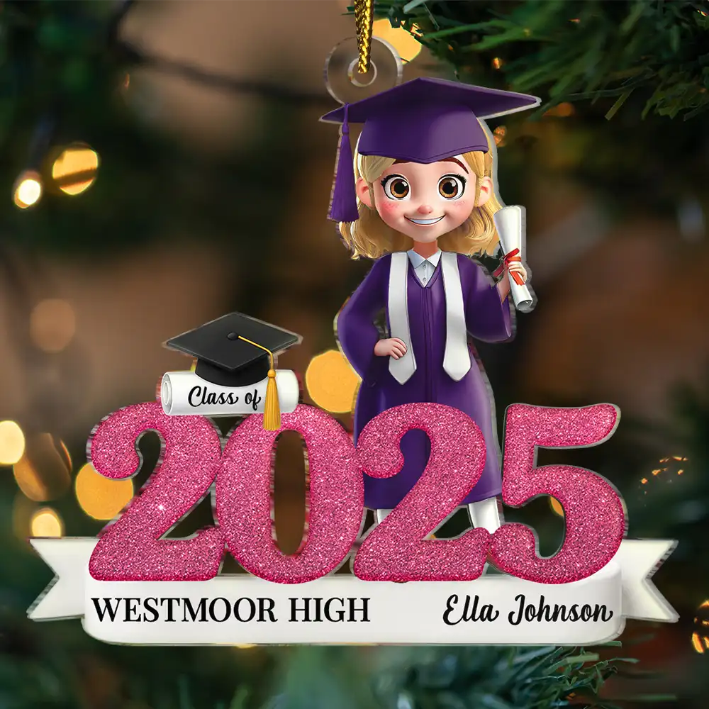 Graduation,Happy,Gift For Yourself,Christmas,Top Market,Non-Eng - 3D Effect Graduation Woman Man - Personalized Custom Shaped Acrylic Ornament