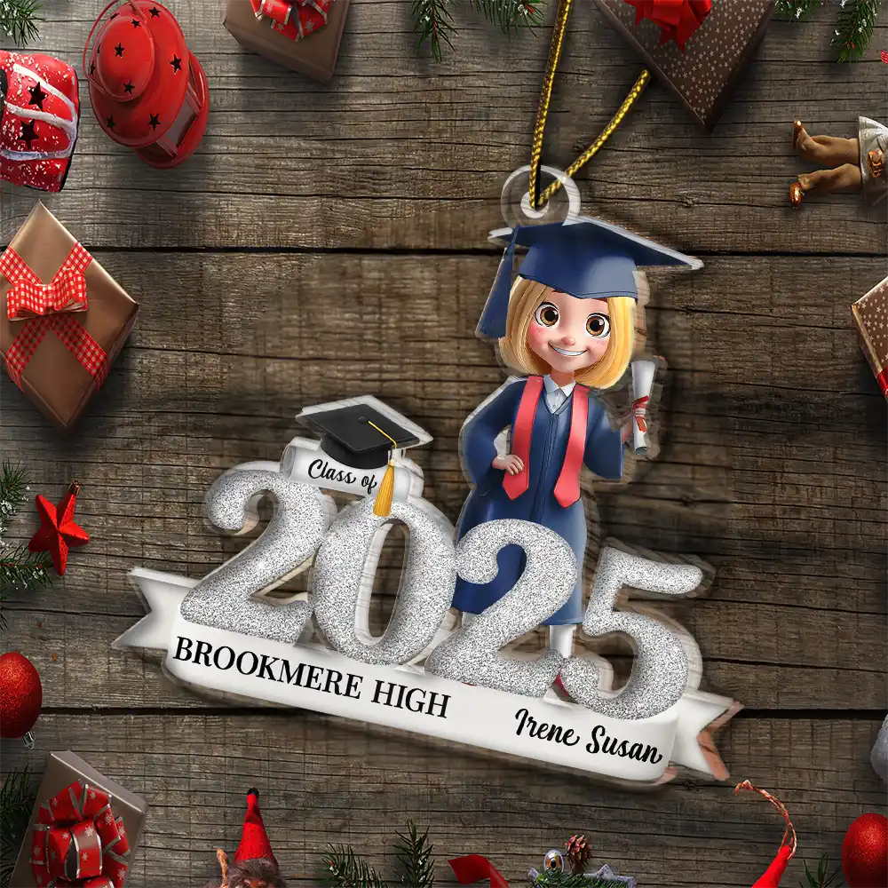 Graduation,Happy,Gift For Yourself,Christmas,Top Market,Non-Eng - 3D Effect Graduation Woman Man - Personalized Custom Shaped Acrylic Ornament