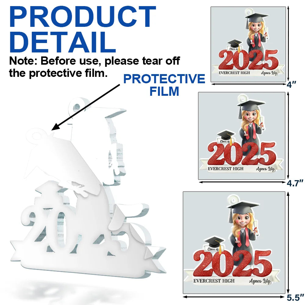 Graduation,Happy,Gift For Yourself,Christmas,Top Market,Non-Eng - 3D Effect Graduation Woman Man - Personalized Custom Shaped Acrylic Ornament