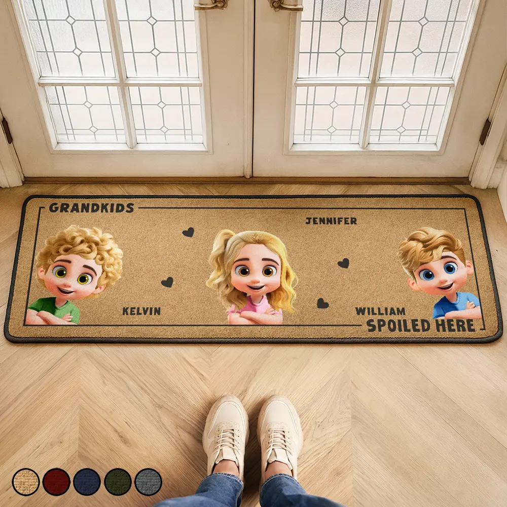 3D Effect Grandkids Spoiled Here - Personalized Runner Rug