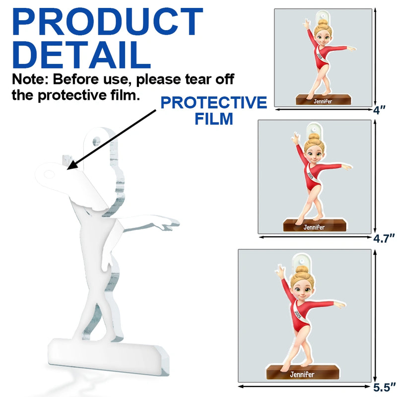 Gift For Yourself, Gift For Women, Gift For Men, Happy, Christmas - 3D Effect Gymnastic Girl - Personalized Custom Shaped Acrylic Ornament