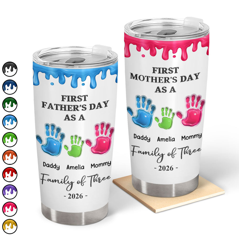 3D Effect Handprints Family - Personalized Tumbler