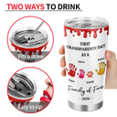 Family, New Dad, New Mom, New baby, Happy - 3D Effect Handprints Family - Personalized Tumbler