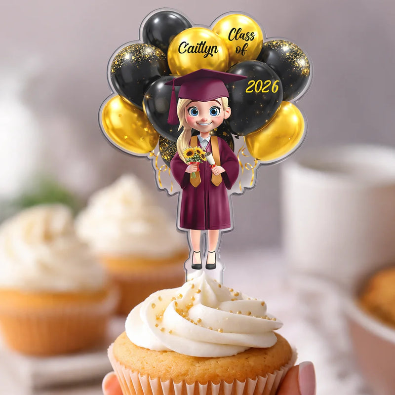 Graduation,Happy,Dad - Daughters (Adult),Gift For Daughter,Mom - Daughters (Adult),Dad - Sons,Gift For Son,Mom - Sons - 3D Effect Happy Graduation Woman Man - Personalized Acrylic Cake Topper