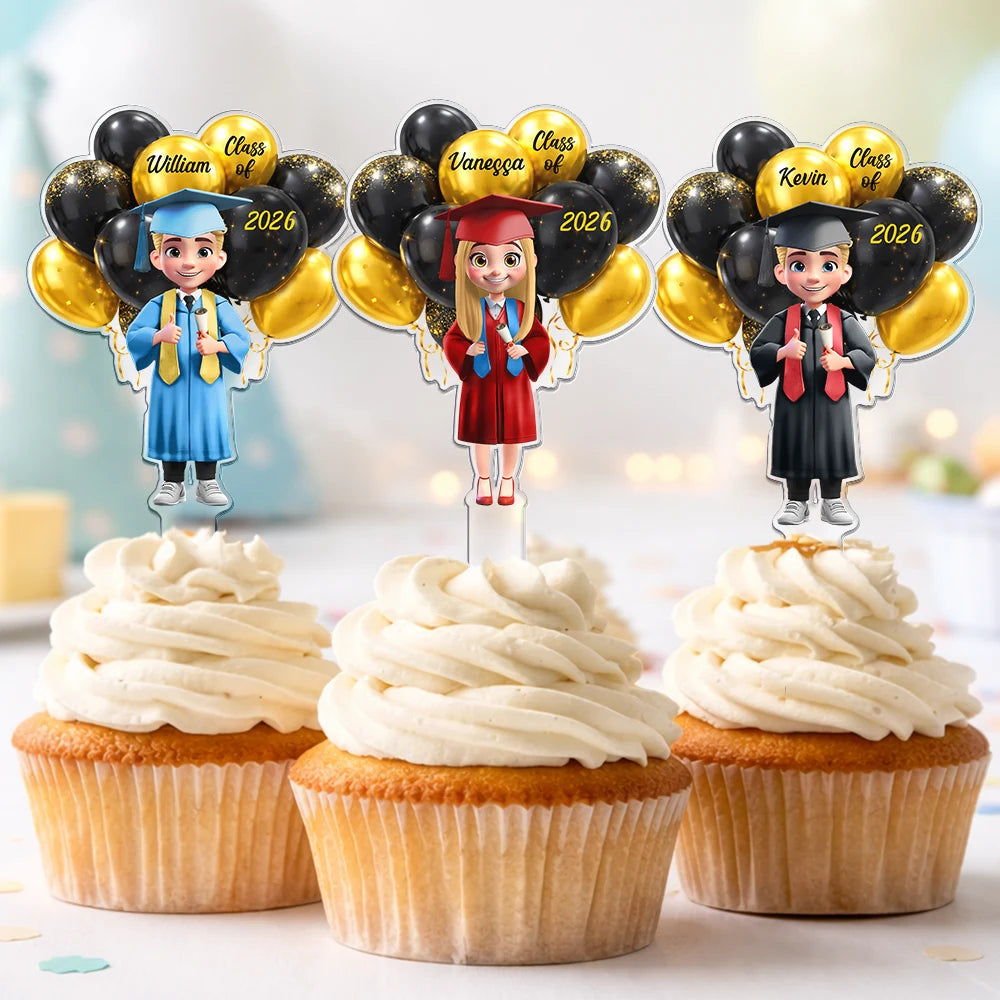 Graduation,Happy,Dad - Daughters (Adult),Gift For Daughter,Mom - Daughters (Adult),Dad - Sons,Gift For Son,Mom - Sons - 3D Effect Happy Graduation Woman Man - Personalized Acrylic Cake Topper