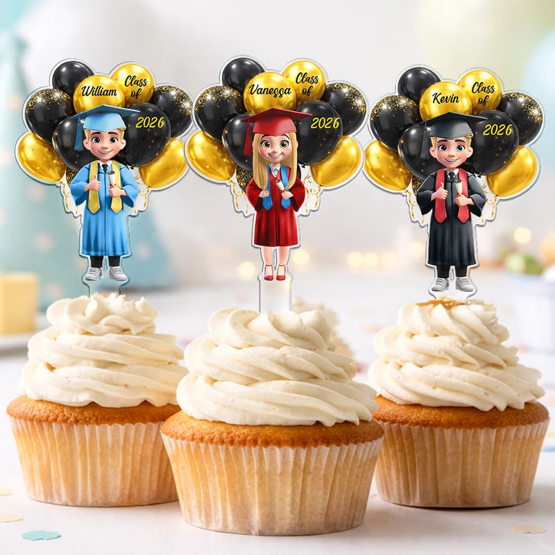 Graduation,Happy,Dad - Daughters (Adult),Gift For Daughter,Mom - Daughters (Adult),Dad - Sons,Gift For Son,Mom - Sons - 3D Effect Happy Graduation Woman Man - Personalized Acrylic Cake Topper