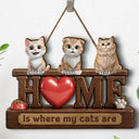 Top Market,Adorable,Pet Lovers,Vector - 3D Effect Home Is Where My Dogs Cats Are - Personalized Custom Shaped Wood Sign