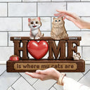 Top Market,Adorable,Pet Lovers,Vector - 3D Effect Home Is Where My Dogs Cats Are - Personalized Custom Shaped Wood Sign