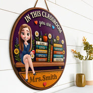 Top Market, Teacher, Inspirational, Back To School, Vector - 3D Effect In This Classroom You Are Kind Loved - Personalized Custom Shaped Wood Sign