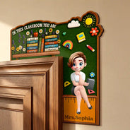 Teacher,Inspirational,Back To School,Vector - 3D Effect In This Classroom You Are Kind Loved - Personalized Door Corner Wood Sign