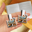 Gift For Women,Gift For Men,Happy,Reading - 3D Effect Just A Girl Who Loves Books - Personalized Custom Shaped Leather Magnetic Bookmark