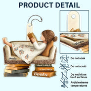 Gift For Women,Gift For Men,Happy,Reading - 3D Effect Just A Girl Who Loves Books - Personalized Acrylic Car Hanger