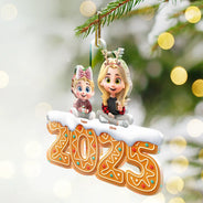 Gift For Kids,Gift For Grandkids,Gift For Grandpa,Gift For Grandma,Gift For Mother,Gift For Father,Christmas,Happy - 3D Effect Kid Baby Sitting Christmas Gingerbread - Personalized Custom Shaped Acrylic Ornament