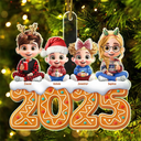 Gift For Kids,Gift For Grandkids,Gift For Grandpa,Gift For Grandma,Gift For Mother,Gift For Father,Christmas,Happy - 3D Effect Kid Baby Sitting Christmas Gingerbread - Personalized Custom Shaped Acrylic Ornament