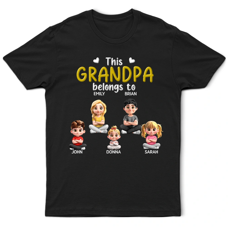 3D Effect Kid Cross Arm This Grandpa Belongs To - Personalized T Shirt