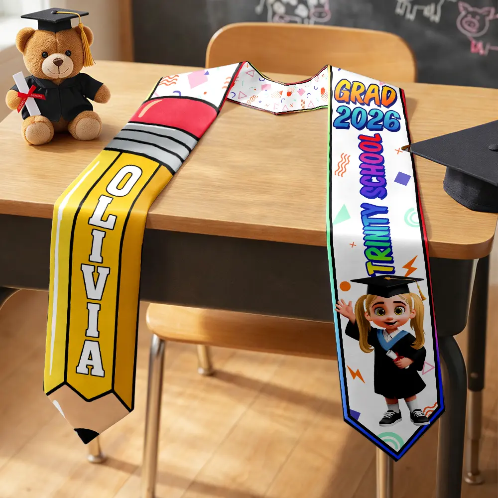 Gift For Kids, Gift For Grandkids, Grandpa - Grandkids, Grandma - Grandkids, Graduation, Happy, Top Market - 3D Effect Kid Graduation Kindergarten Preschool - Personalized Kid Graduation Stole