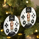 Gift For Kids, Gift For Grandkids, Happy, Christmas, Non-Eng - 3D Effect Kids Gamer - Personalized Combo Circle Ceramic Ornament Set