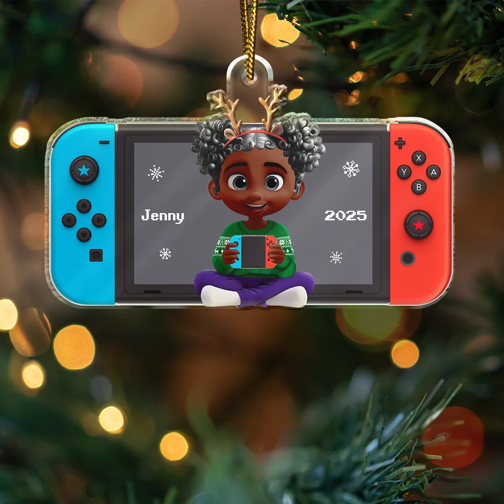 Gift For Kids, Gift For Grandkids, Christmas, Top Market - 3D Effect Kids Gamer - Personalized Custom Shaped Acrylic Ornament